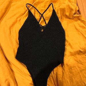 ASOS Swim Society Ribbed backless  One Piece Swimsuit